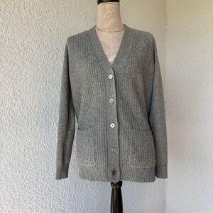 Isaac Mizrahi Live! 2-Ply Cashmere Patch Pocket Cardigan - Size Large